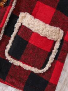 男嬰水牛格子雙口袋泰迪熊襯里外套