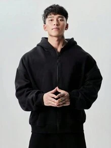 Manfinity Running Hombres Sudadera deportiva con cremallera con capucha - Negro - Ver 4