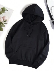 INAWLY Slogan Graphic Kangaroo Pocket Drawstring Thermal Hoodie Don't Read My Hoodie Because You'll Waste A Few Seconds But If I Say So You Will. Hahaha You're Reading, Right - Black - View 2