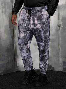 Manfinity VCAY Men Plus Tie Dye Drawstring Waist Sweatpants - Multicolor - View 5