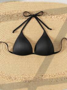 SHEIN Swim Summer Beach Halter Triangle Bikini Top