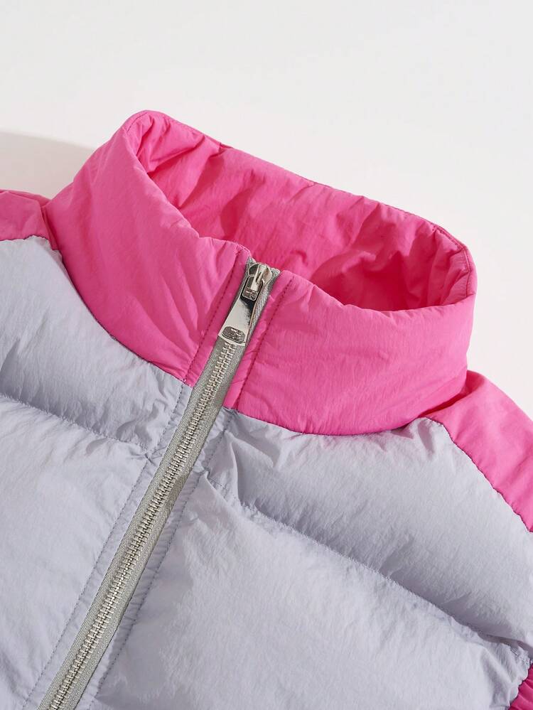 Two Tone Zip Up Vest Puffer Gilet