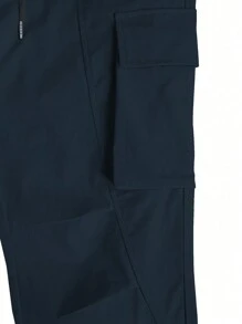 HUEFORM Loose Men's Flap Pocket Side Drawstring Waist Cargo Pants - Navy Blue - View 4