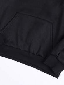 INAWLY Slogan Graphic Kangaroo Pocket Drawstring Thermal Hoodie Don't Read My Hoodie Because You'll Waste A Few Seconds But If I Say So You Will. Hahaha You're Reading, Right - Black - View 3