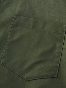 Manfinity Homme Men Plaid Print Pocket Patched Shirt - Army Green - View 5