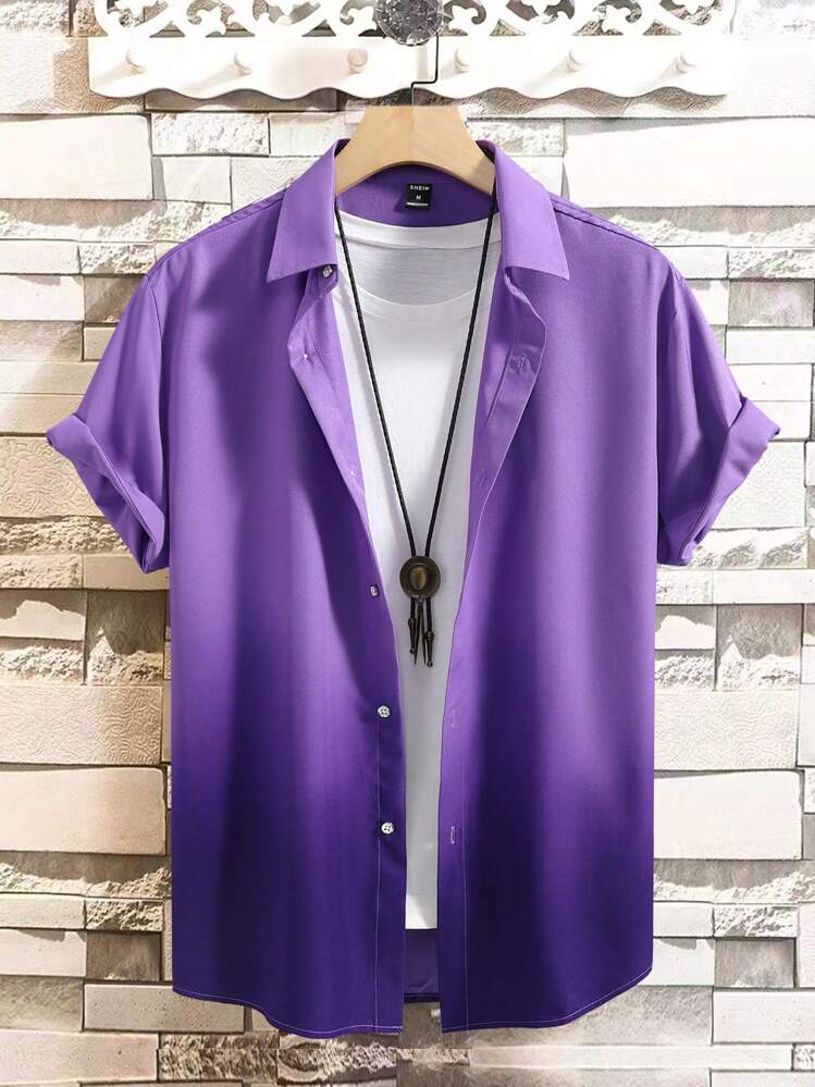 mens purple silk dress shirt Purple Silk Dress Shirt Men Summer Short Sleeve Smooth Satin Shirts Mens  Busienss Casual Club Party Chemise Homme 240818