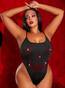 SHEIN SXY Plus Rhinestone Detail Cami Bodysuit - Multicolor - View 1