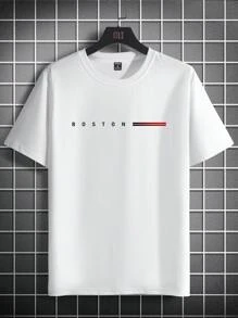 Manfinity Homme Men Letter Graphic Casual Short Sleeve Tee, Boyfriend Gift, For Work - White - View 2