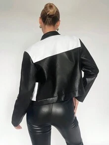 Maija 雙色前紐扣夾克 - 黑與白 - 查看 2