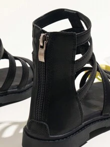 Girls Open Toe Hollow Out Gladiator Sandals For Outdoor - Black - View 3