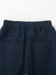 Young Boy 2pcs Solid Elastic Waist Pants - Multicolor - View 5
