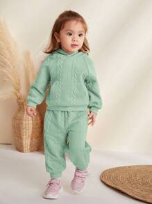Cozy Pixies Bebé niña Pantalones deportivos con capucha de manga raglán - verde menta - Ver 1