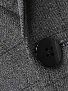 Men 1pc Plaid Single Button Blazer & 1pc Suit Pants - Grey - View 3