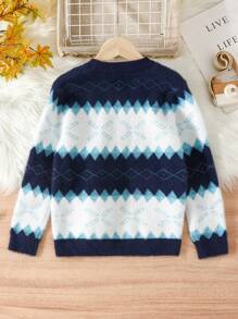 Tween Boy Argyle Pattern Sweater - Multicolor - View 2