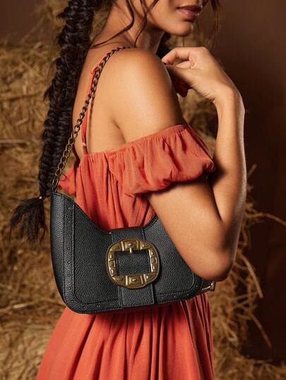 SHEIN VCAY 黑色復古腋下包