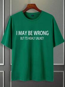 Manfinity Homme Men Slogan Graphic Tee - Dark Green - View 3