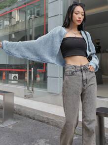 DAZY 休閒純色女士開襟衫 - 淺藍色 - 查看 3
