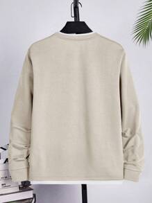 Manfinity RebelGame Men Letter Graphic 2 In 1 Sweatshirt - Khaki - View 2