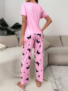 Heart & Butterfly Print PJ Set / Pajama Set