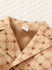 Baby Girls Allover Print Double Breasted Belted Trench Coat