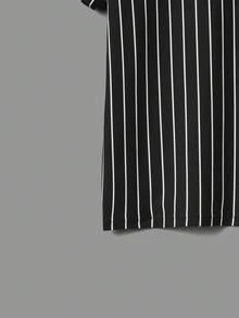 SHEIN Tween Boy Striped & Letter Graphic Contrast Binding Tee - Red - View 3