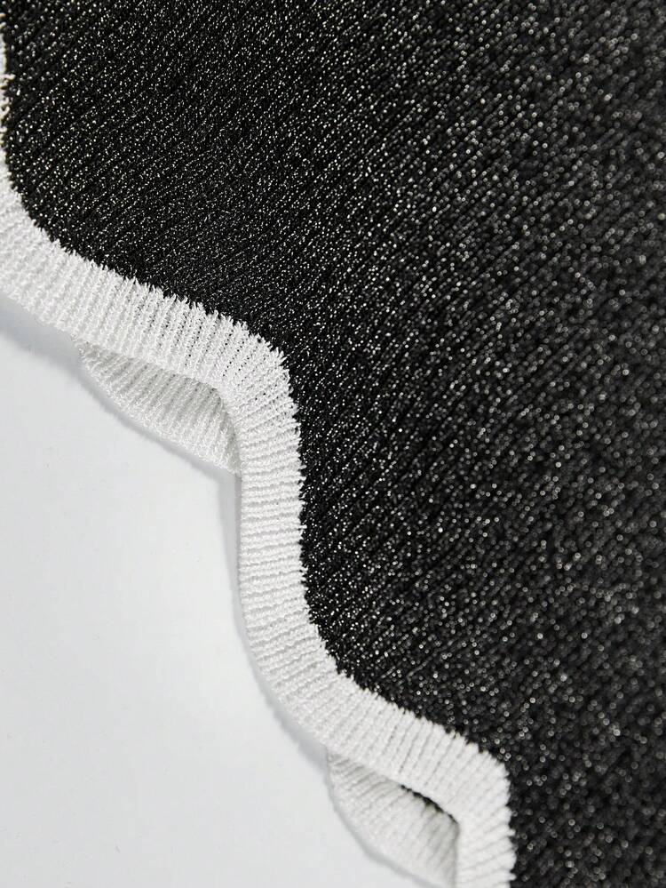 Contrast Binding Scallop Trim Knit Pullover Fall Winter Sweater