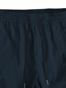HUEFORM Loose Men's Flap Pocket Side Drawstring Waist Cargo Pants - Navy Blue - View 3