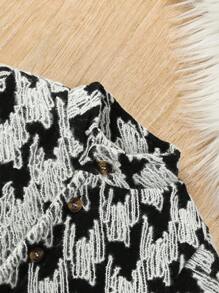 Baby Boy Houndstooth Print Button Front Overcoat - Multicolor - View 8