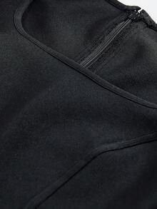 Anewsta Square Neck Mermaid Hem Bodycon Dress - Black - View 5