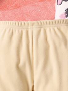 SHEIN Young Girl 2pcs Heart Print Leggings - Apricot - View 6