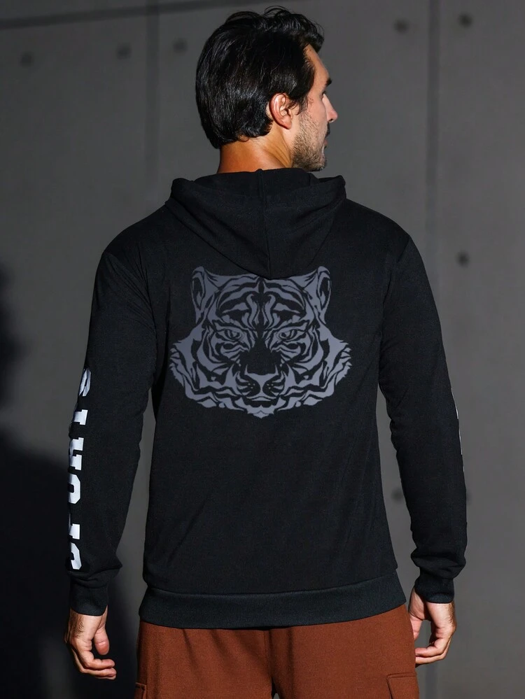 Men Letter Graphic Drawstring Sports Sweatshirt Men Sweatshirt