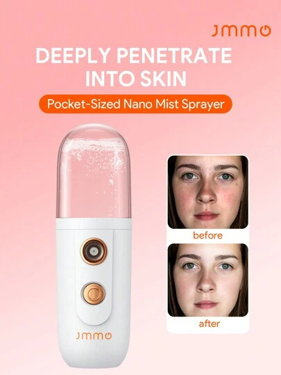 JMMO 便携式纳米喷雾器，USB 充电保湿纳米面部喷雾器，带 30 毫升大水箱，0.3um 雾化自动保湿雾化面部蒸汽机，用于化妆、皮肤护理、面部保湿