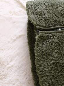 SHEIN Baby Boy Zip Up Teddy Vest Coat - Green - View 6