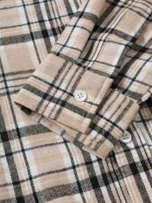 男士格紋前排扣襯衫