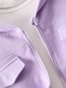 Teen Girl Flap Detail Hooded Jacket & Sweatpants Without Sweater