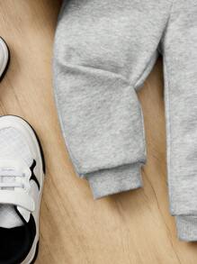 SHEIN 男嬰恐龍印花連帽衫和運動褲 - 灰色 - 查看 10