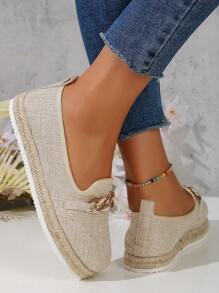 Ladies' Espadrille Chunky Platform Sandals With Chain Detailing