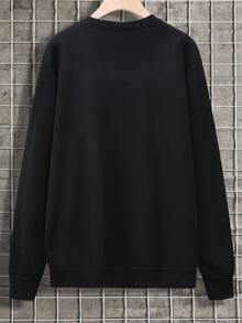 男士標語圖案保暖襯裡運動衫