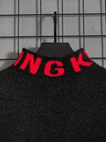 GENTILAND 男士字母印花毛衣 - 黑色 - 查看 3