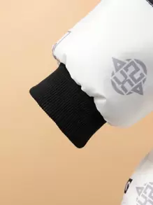 Tween Boy Slogan Graphic Hooded Padded Coat Without Sweater