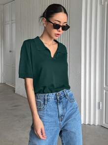 DAZY Solid Relaxed Fit Knit Top,Fall Clothes,Back To School Clothes - Green - View 4