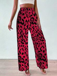 Chiquease Allover Print Wide Leg Pants - Red - View 6