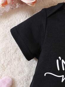 Baby Girl Slogan Graphic Bodysuit - Black - View 7