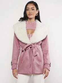 EastFlair Borg Collar Belted Coat