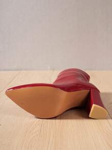 2023 New Arrival Women's Fashionable Boots, Pointed Toe Chunky Heel Sexy Ladies' Ankle Boots - Red - View 4