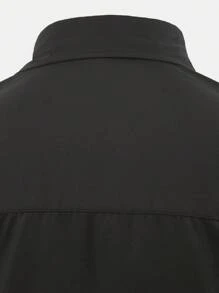 男士條紋拼接邊前排扣襯衫 - 黑色 - 查看 6