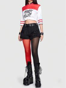 ROMWE Avant 1pair Women Two Tone Costume Tights - Multicolor - View 5