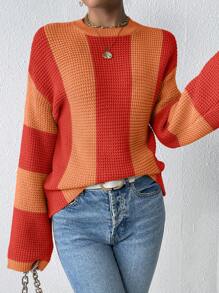 SHEIN Frenchy Hai âm Thả vai Áo len - trái cam - Xem 3