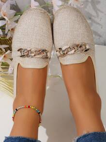 Ladies' Espadrille Chunky Platform Sandals With Chain Detailing