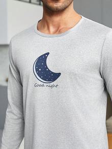 1 Áo thun ngủ in hình mặt trăng & 1 Quần short ngủ kẻ sọc Bộ PJ / Bộ Pyjama - Nhiều màu - Xem 4